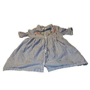 Old Navy 4T Girls Blue White Striped Floral Embroidered Summer Nautical  Dress